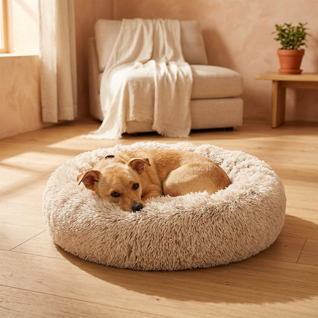 Plush Round Pet Bed – Super Soft Lamb Velvet Bed for Cats & Small Dogs